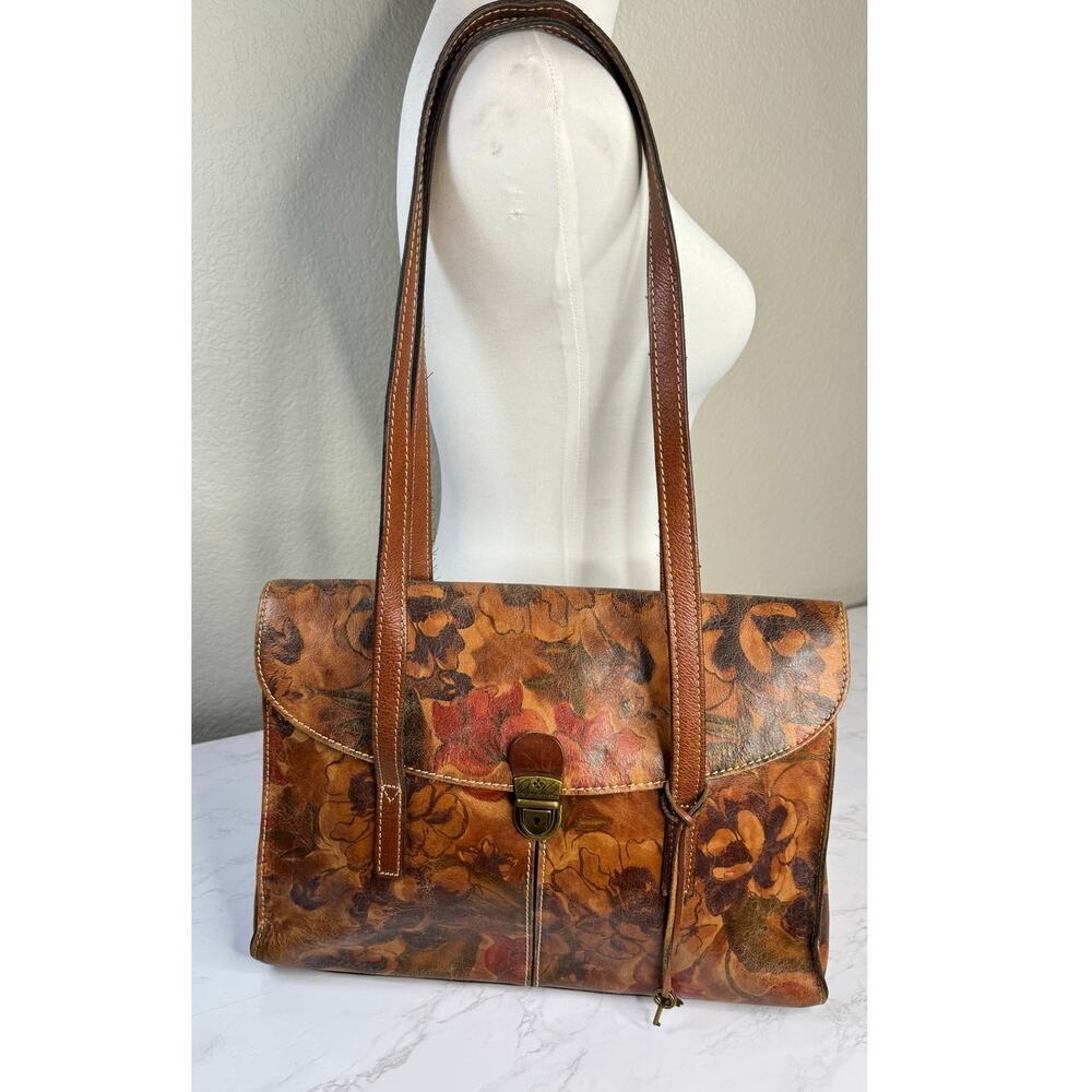 Patricia Nash Multicolor Floral Push Snap‎ Messenger Laptop Leather Bag